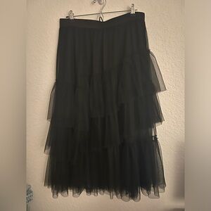 Black Tulle Midi Skirt